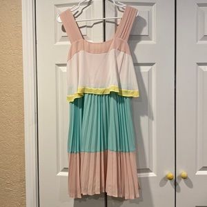 Anthropologie Maeve pastel accordion skirt sheer dress size 2